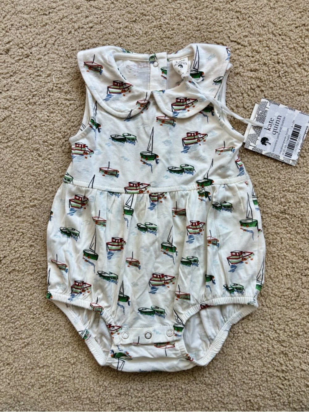 Kate Quinn Organics Baby Boat Print Bubble Romper - 6-12 months